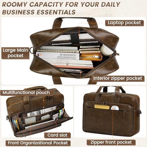 16 inch leather briefcase messenger bag — photo 4