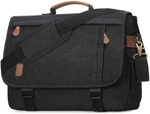 Black 17 inch canvas work satchel