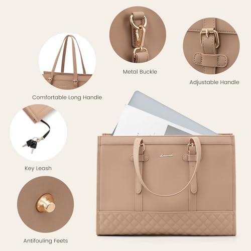 Khaki fashion leather shoulder tote — photo 5