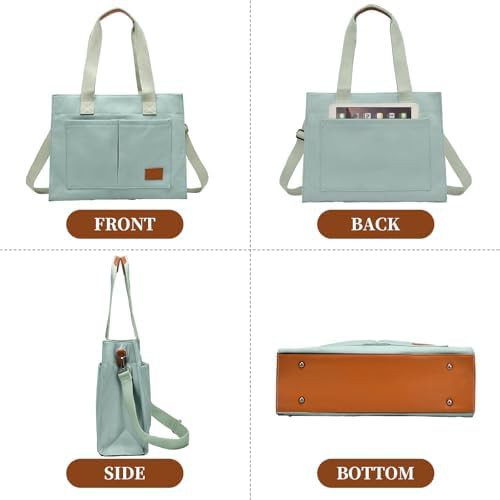 Canvas laptop tote with bottle pockets — photo 3