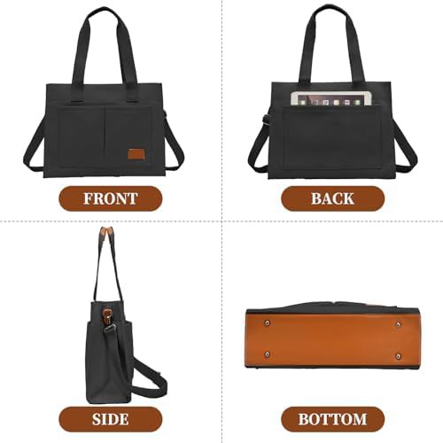 Multi-compartment canvas work tote for women — photo 3