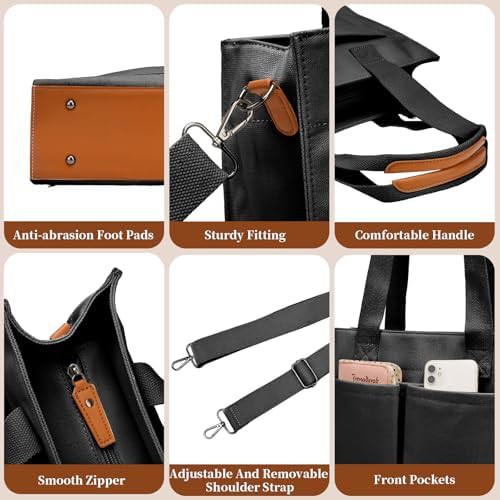 Multi-compartment canvas work tote for women — photo 5