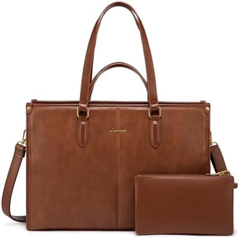 Vintage leather handbag with clutch set