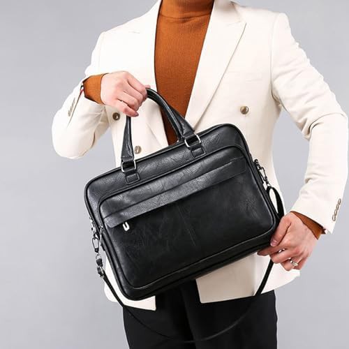 Black Faux Leather Waterproof Briefcase 16 — photo 4
