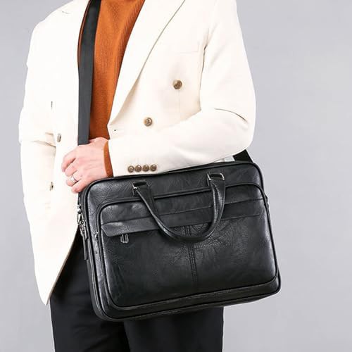 Black Faux Leather Waterproof Briefcase 16 — photo 5