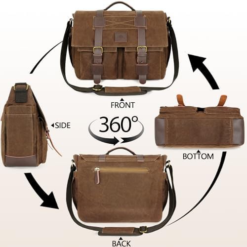 Brown waxed canvas messenger 14 — photo 4