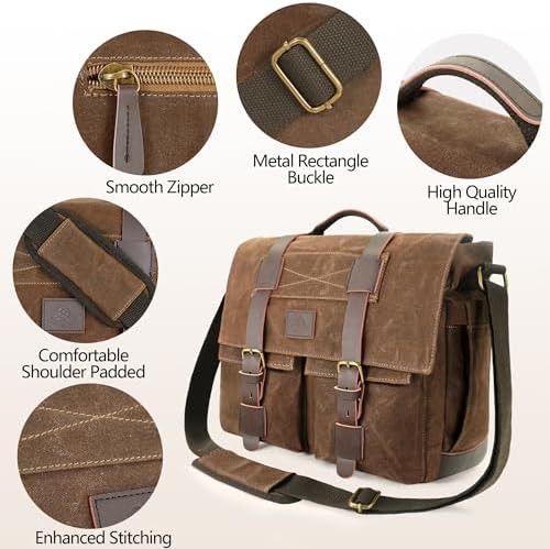 Brown waxed canvas messenger 14 — photo 5
