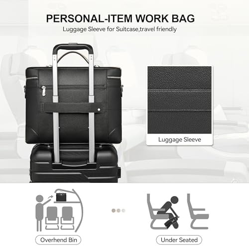 Multi-compartment leather work tote 16 in — photo 5
