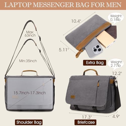Gray canvas travel briefcase 17 inch — photo 3