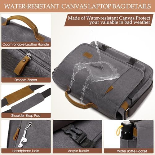 Gray canvas travel briefcase 17 inch — photo 4