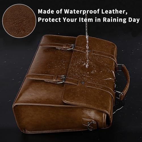 Waterproof vintage leather briefcase 15.6 in — photo 3
