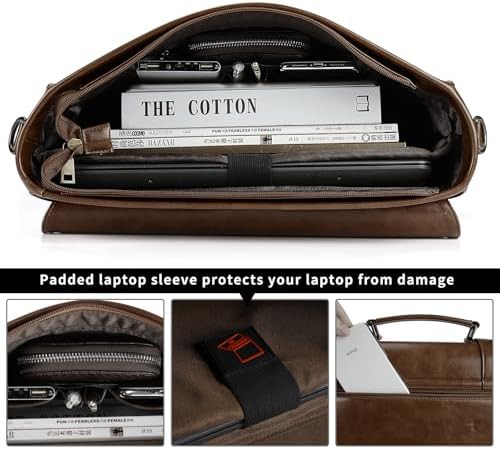 Waterproof vintage leather briefcase 15.6 in — photo 5