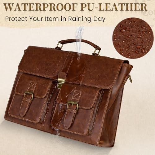Brown travel 15.6 inch leather satchel — photo 5