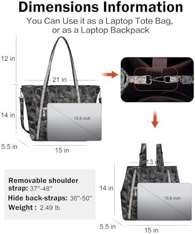 Expandable leather designer laptop tote 15.6 — photo 4