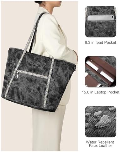 Expandable leather designer laptop tote 15.6 — photo 5
