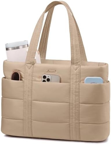 Large puffer travel tote with zipper