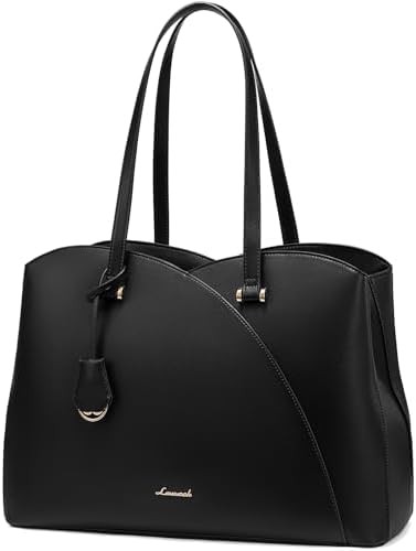 Multi compartment black travel laptop tote