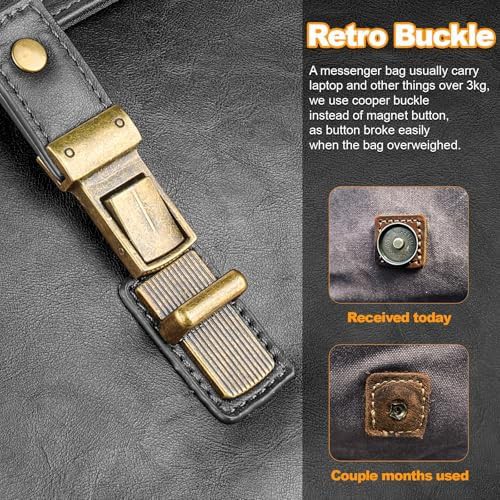 Retro Faux Leather Satchel Briefcase 15.6 — photo 3