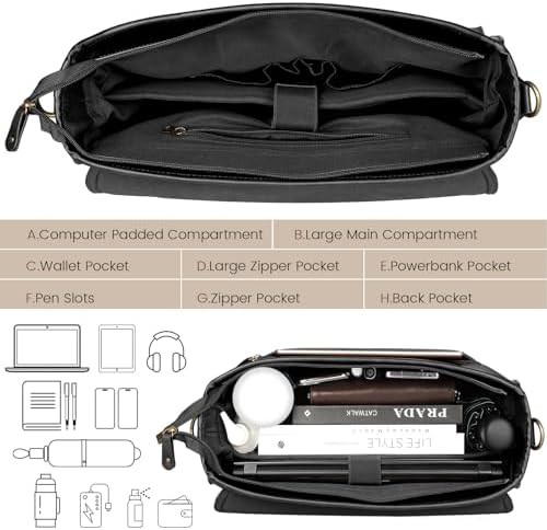 Retro Faux Leather Satchel Briefcase 15.6 — photo 5
