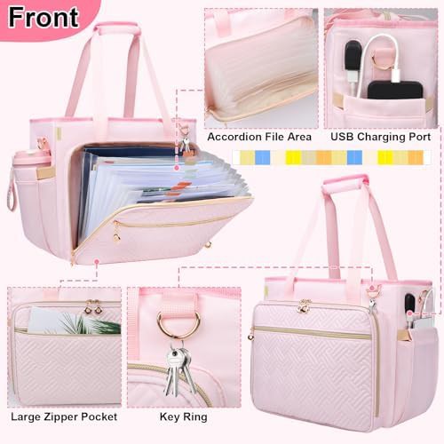Pink Nylon Teacher Tote with USB Port — photo 3
