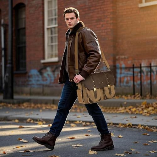 Vintage canvas briefcase with USB port 15.6 in — photo 3