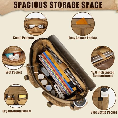 Vintage canvas briefcase with USB port 15.6 in — photo 4