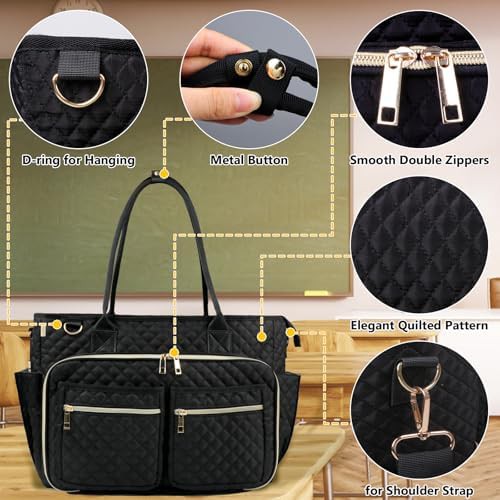 Black Waterproof Teacher Tote with Cup Holder — photo 5