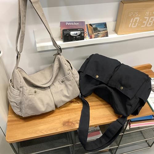 Multi-compartment canvas tote crossbody bag — photo 4