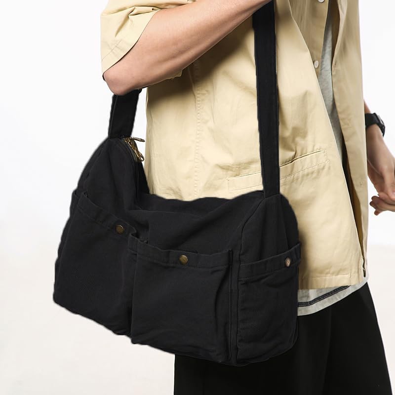 Multi-compartment canvas tote crossbody bag — photo 5