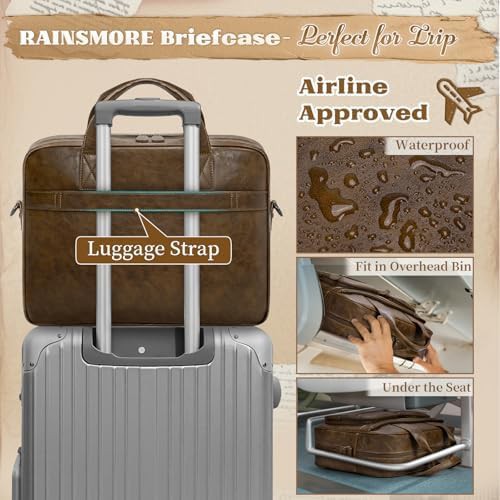 Retro brown vegan leather messenger 15.6 in — photo 5