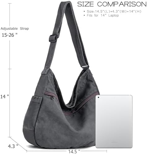 Large Canvas Hobo Crossbody Tote Bag — photo 4