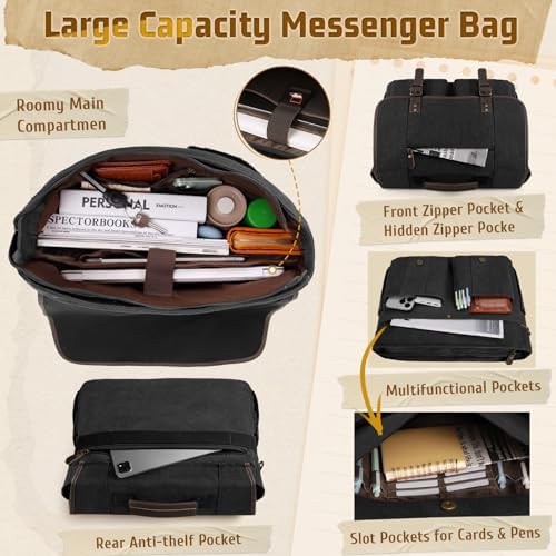 Rugged canvas vintage travel satchel 17 in — photo 3