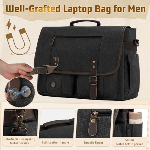Rugged canvas vintage travel satchel 17 in — photo 4