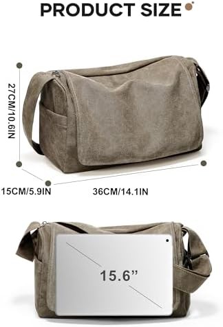 Khaki canvas messenger bag for 15 inch laptops — photo 3
