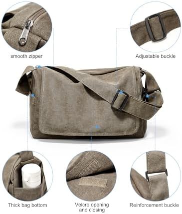 Khaki canvas messenger bag for 15 inch laptops — photo 5