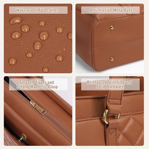 Professional brown leather work tote 15.6 in — photo 5