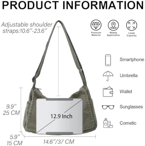 Green canvas travel hobo messenger bag — photo 5