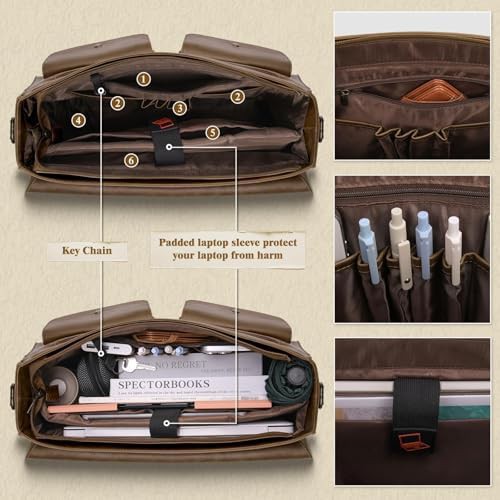 Multi-compartment vintage computer messenger 15.6 in — photo 4