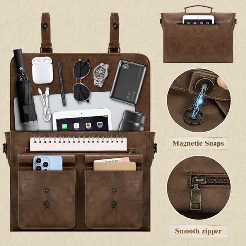 Multi-compartment vintage computer messenger 15.6 in — photo 5