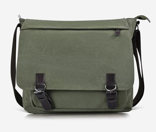 Army green vintage canvas travel satchel — photo 3