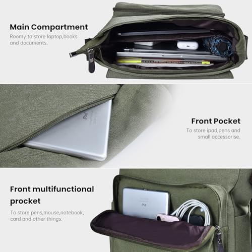 Army green vintage canvas travel satchel — photo 4