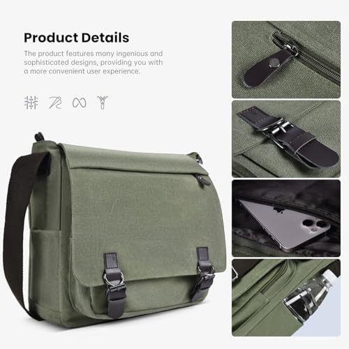 Army green vintage canvas travel satchel — photo 5