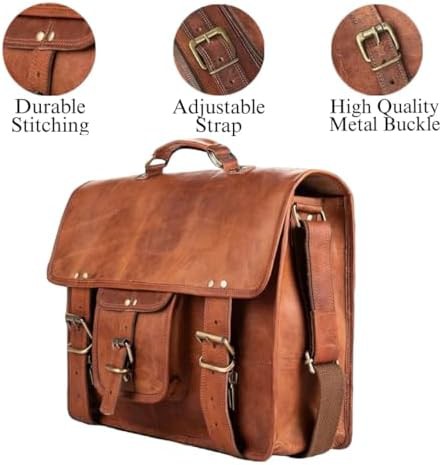 Vintage leather messenger bag for daily travel — photo 4