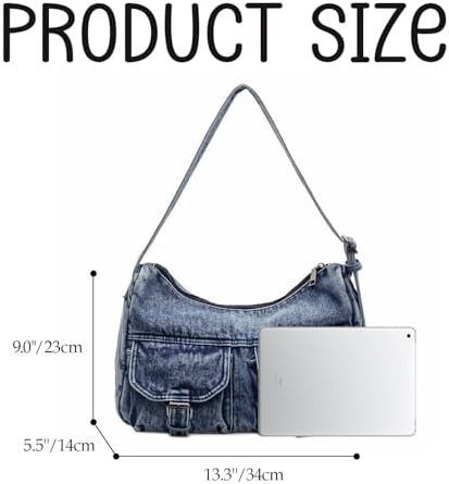 Retro denim canvas messenger tote bag — photo 3