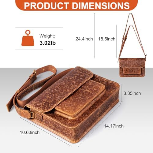 Vintage Genuine Leather Briefcase 14 in — photo 3