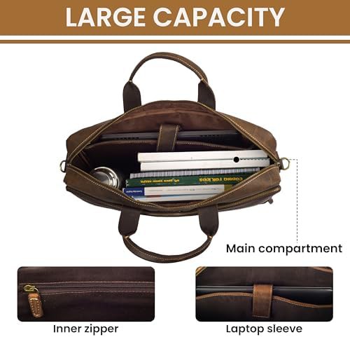 Brown Full Grain Leather Professional Satchel — photo 5