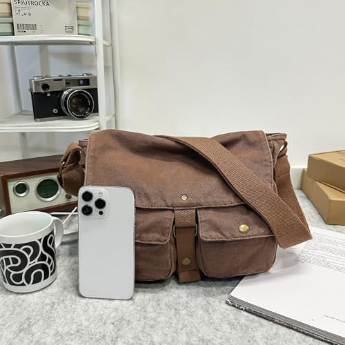 Vintage canvas messenger satchel for school — photo 3