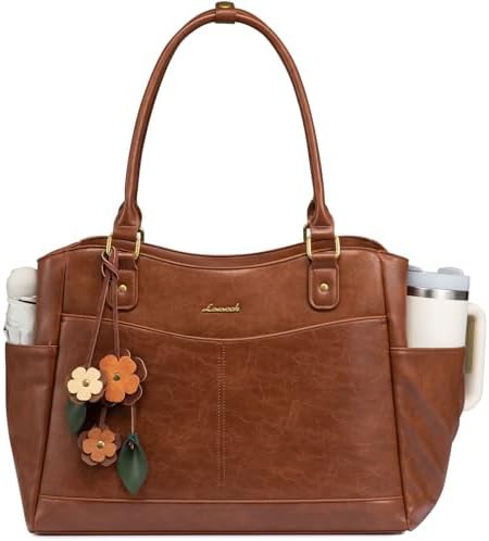 Vintage work tote with decorative pendant