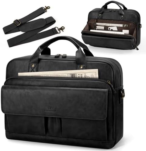 Vintage leather work briefcase 15.6 in