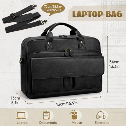 Vintage leather work briefcase 15.6 in — photo 4